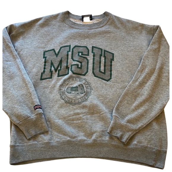 Jansport Gray MSU Sweatshirt with Green Logo